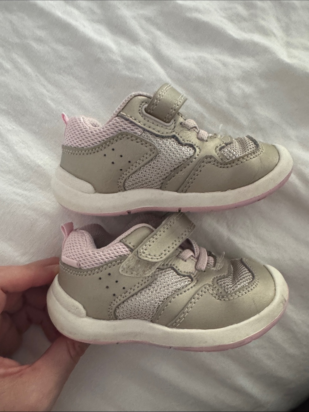 Stride Rite Toddler Sneakers in Light Gray and Pink